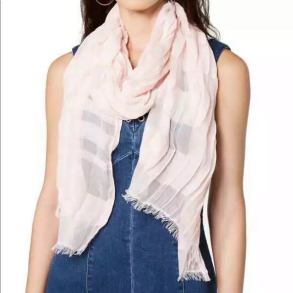 INC International Concepts Pink Sheer Stripes Wrap Scarf One Size - Picture 1 of 5